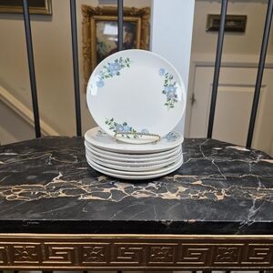 SET OF 8 Vtg Floral Bread & Butter Plates 6.25" | Blue Cornflower China Dessert